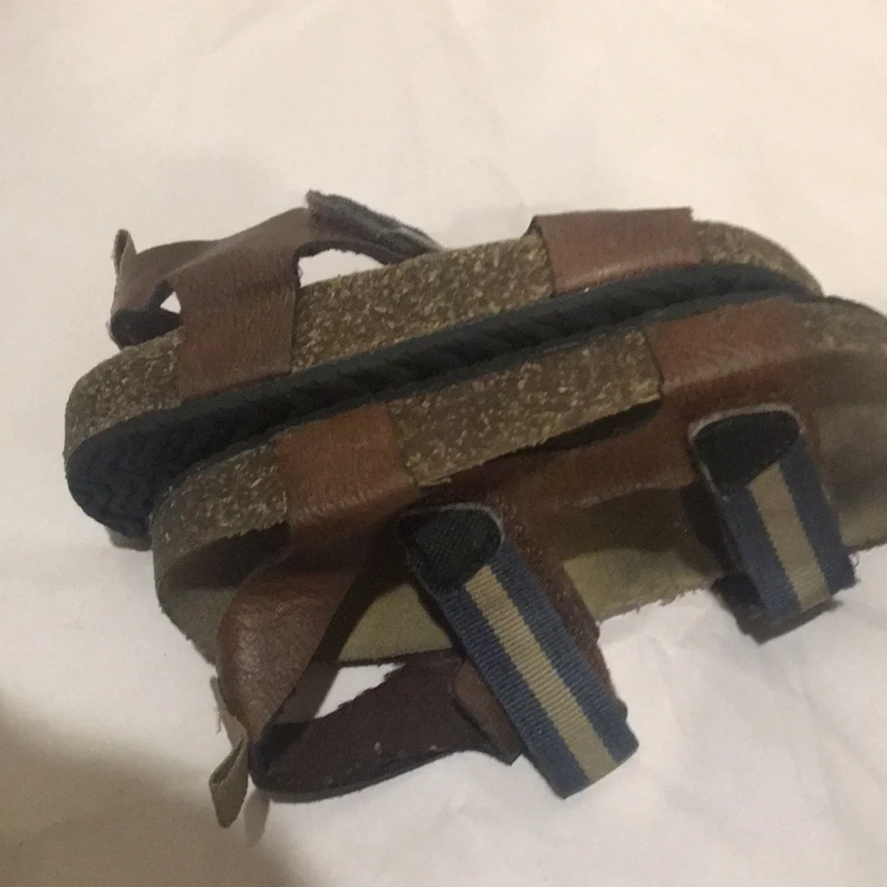 Carter's Kids cork sandals Adjustable blue beige Strap Brown size 9M